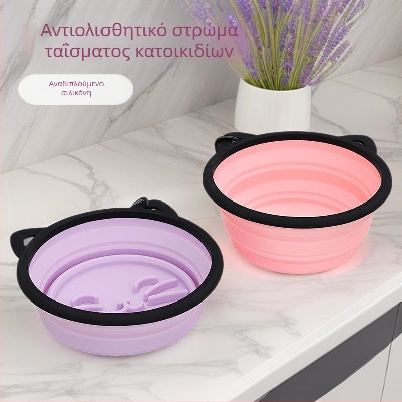 Σιλικόνη ενσωματωμένο διπλό μπολ για κατοικίδια – φιλικό προς το περιβάλλον, δύο μπολ 350 ml το καθένα, διαθέσιμη ιδιωτική μάρκα