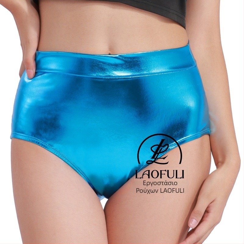 Μεταλλιζέ χορευτικά σορτς με χαμηλή μέση, μήκος τριών τεταρτών, πολυεστέρας-σπάντεξ, μικροελαστικότητα, λεπτό ύφασμα