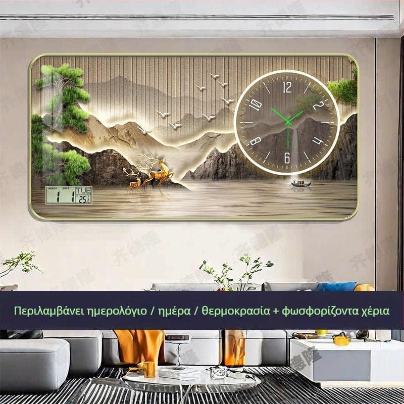 Ρολόι τοίχου με μηχανικό κίνησης, αναλογικό καντράν με αριθμούς, φωτιζόμενο στο σκοτάδι, μονής όψης, τροφοδοσία με μπαταρίες