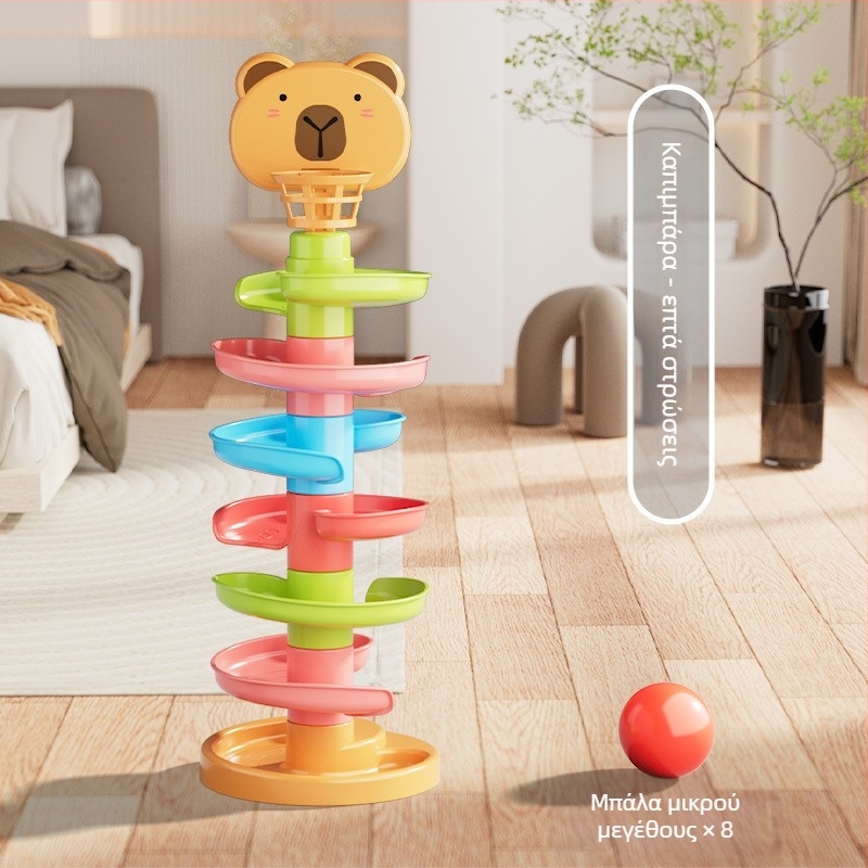 Διαδραστικός πύργος με πίστα και κυλιόμενες μπάλες – πλαστικό παιχνίδι για παιδιά 3-6 ετών, προάγει τη νοητική ανάπτυξη, τον συντονισμό ματιού-χειρός και τη διαδραστική σχέση γονέα-παιδιού