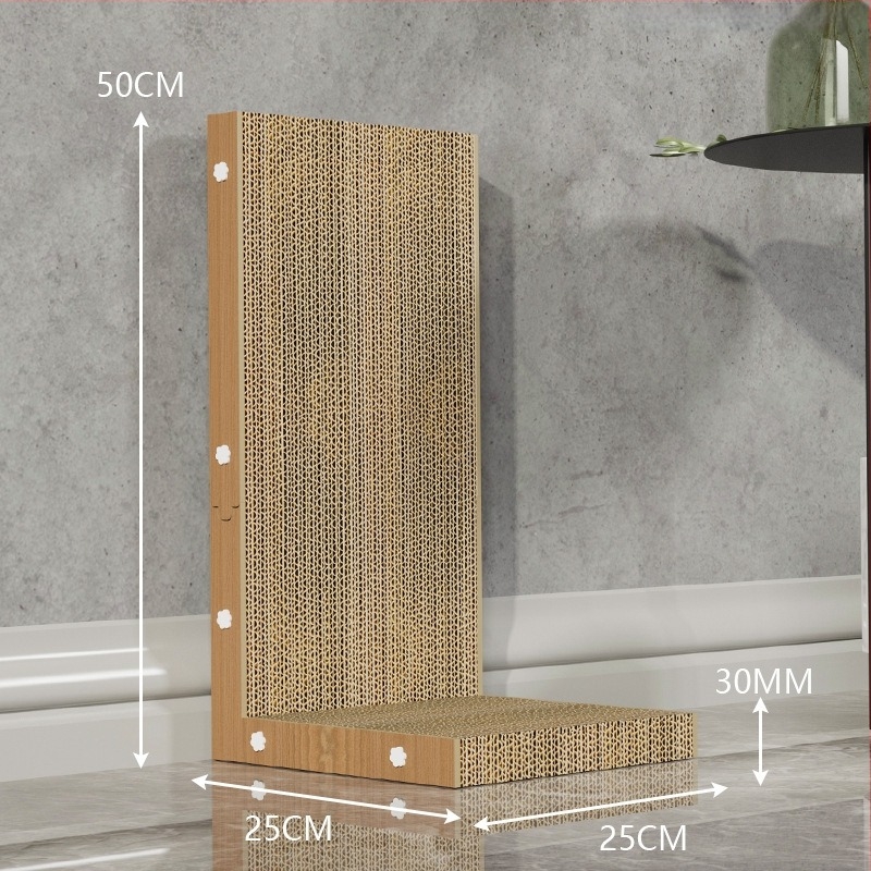 Ξύστρα γάτας σε σχήμα L, μεγάλος, κατακόρυφη, με μπάλα παιχνιδιού, ανθεκτική στη φθορά, από κυματοειδές χαρτόνι