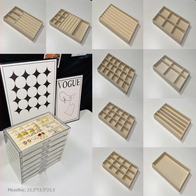 Κουτί κοσμημάτων με 7 επίπεδα, μεγάλη χωρητικότητα για σκουλαρίκια και περιδέραια, επιτραπέζια αποθήκευση, ανθεκτικό στη σκόνη και υγρασία, πλαστικό, απλός μοντέρνος σχεδιασμός