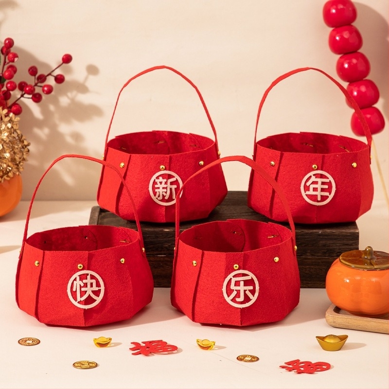 Διακοσμητικό καλάθι φρούτων για τη Νέα Χρονιά, από φελτ, συσκευασία Opp bag, χωρίς μάρκα, μη εισαγόμενο, κατάλληλο για το Φεστιβάλ Seven Evening