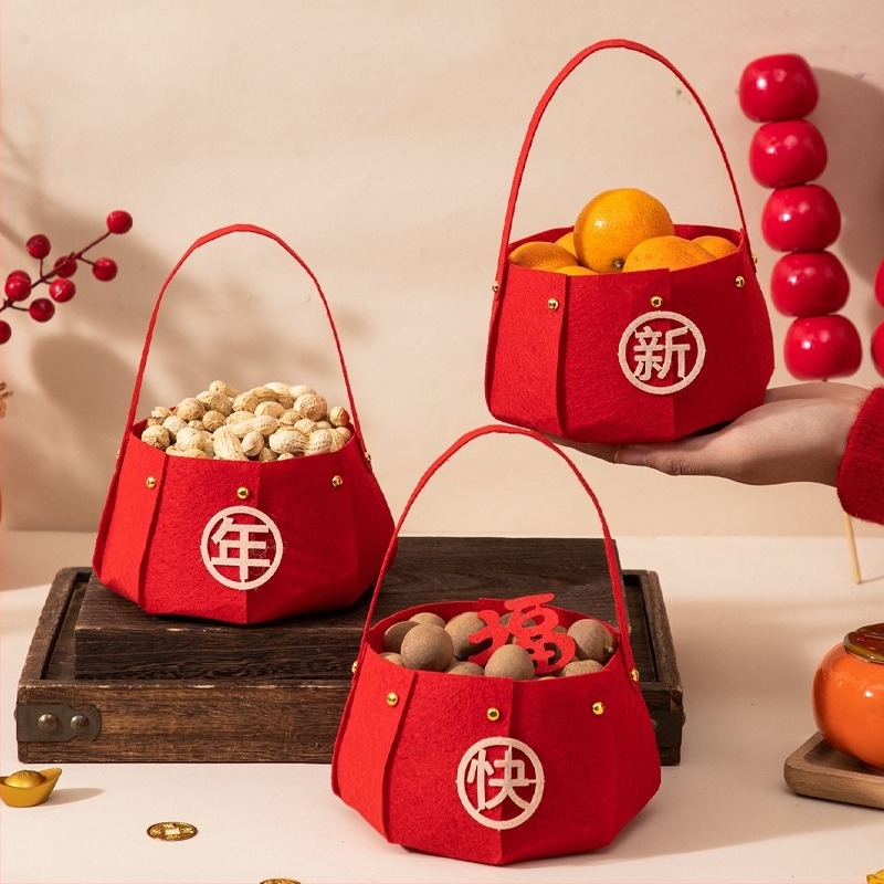 Διακοσμητικό καλάθι φρούτων για τη Νέα Χρονιά, από φελτ, συσκευασία Opp bag, χωρίς μάρκα, μη εισαγόμενο, κατάλληλο για το Φεστιβάλ Seven Evening