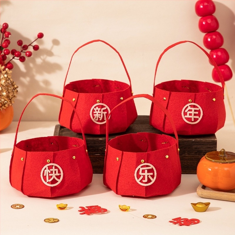 Διακοσμητικό καλάθι φρούτων για τη Νέα Χρονιά, από φελτ, συσκευασία Opp bag, χωρίς μάρκα, μη εισαγόμενο, κατάλληλο για το Φεστιβάλ Seven Evening