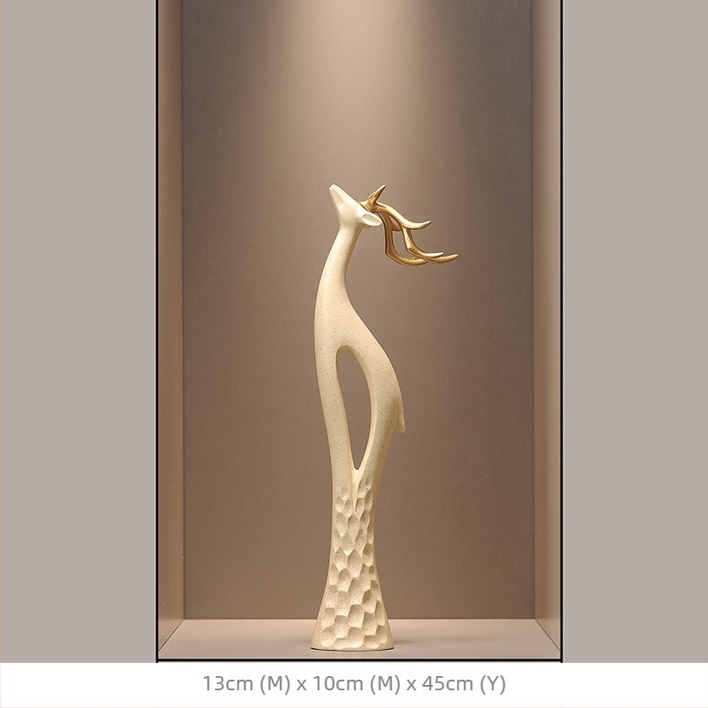 Γλυπτό ελαφιού από ρητίνη για το χολ, λεπτό κάθετο σχέδιο, απλός και μοντέρνος διακοσμητικός για το σαλόνι, χειροποίητο