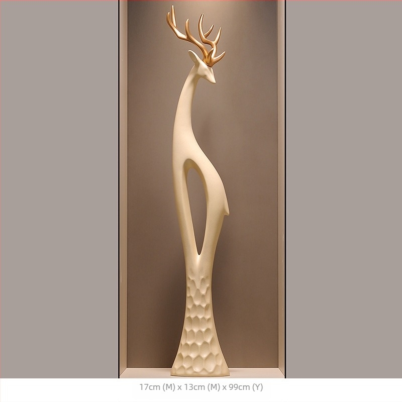 Γλυπτό ελαφιού από ρητίνη για το χολ, λεπτό κάθετο σχέδιο, απλός και μοντέρνος διακοσμητικός για το σαλόνι, χειροποίητο