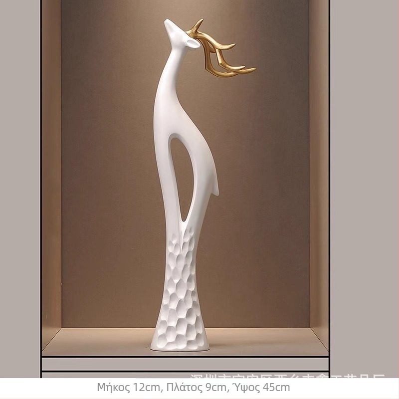 Γλυπτό ελαφιού από ρητίνη για το χολ, λεπτό κάθετο σχέδιο, απλός και μοντέρνος διακοσμητικός για το σαλόνι, χειροποίητο
