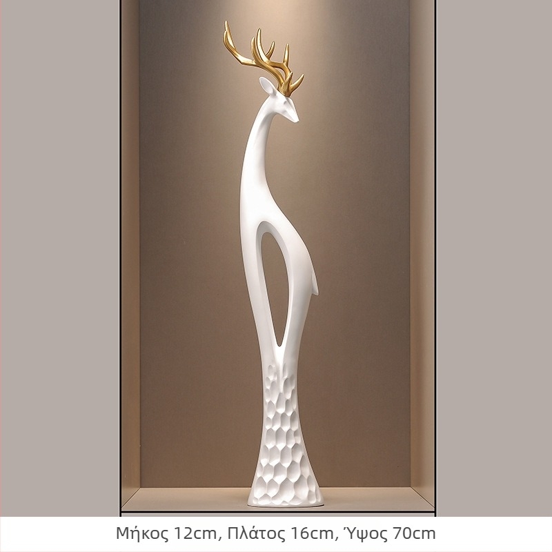 Γλυπτό ελαφιού από ρητίνη για το χολ, λεπτό κάθετο σχέδιο, απλός και μοντέρνος διακοσμητικός για το σαλόνι, χειροποίητο