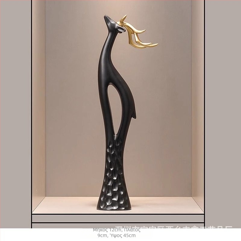 Γλυπτό ελαφιού από ρητίνη για το χολ, λεπτό κάθετο σχέδιο, απλός και μοντέρνος διακοσμητικός για το σαλόνι, χειροποίητο