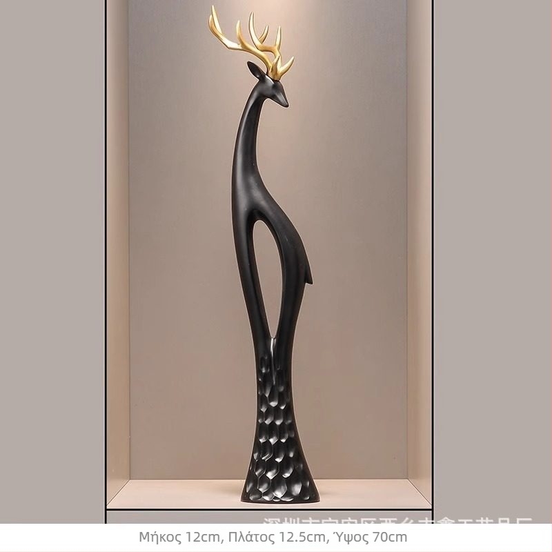 Γλυπτό ελαφιού από ρητίνη για το χολ, λεπτό κάθετο σχέδιο, απλός και μοντέρνος διακοσμητικός για το σαλόνι, χειροποίητο