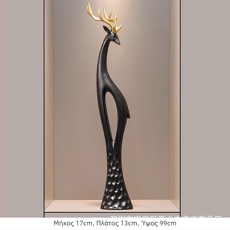 Γλυπτό ελαφιού από ρητίνη για το χολ, λεπτό κάθετο σχέδιο, απλός και μοντέρνος διακοσμητικός για το σαλόνι, χειροποίητο