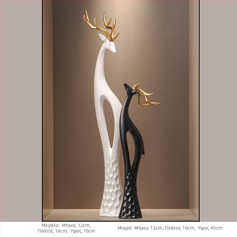 Γλυπτό ελαφιού από ρητίνη για το χολ, λεπτό κάθετο σχέδιο, απλός και μοντέρνος διακοσμητικός για το σαλόνι, χειροποίητο