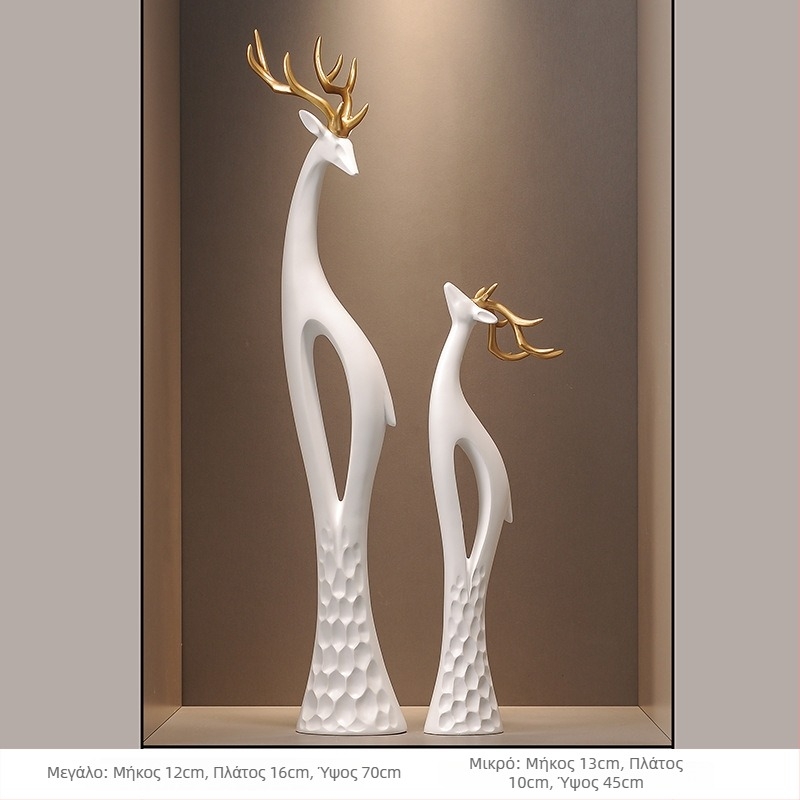 Γλυπτό ελαφιού από ρητίνη για το χολ, λεπτό κάθετο σχέδιο, απλός και μοντέρνος διακοσμητικός για το σαλόνι, χειροποίητο