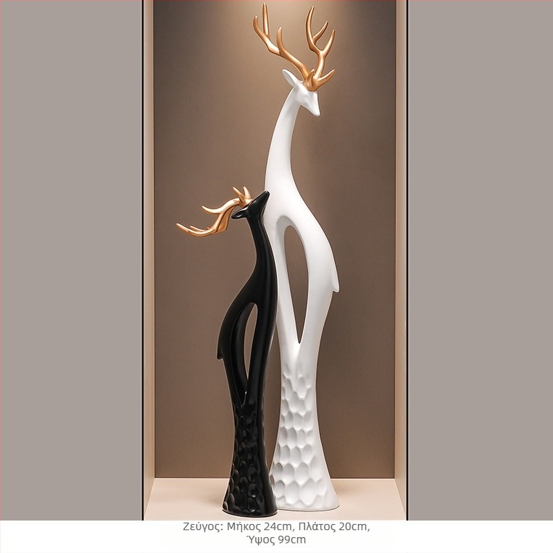 Γλυπτό ελαφιού από ρητίνη για το χολ, λεπτό κάθετο σχέδιο, απλός και μοντέρνος διακοσμητικός για το σαλόνι, χειροποίητο