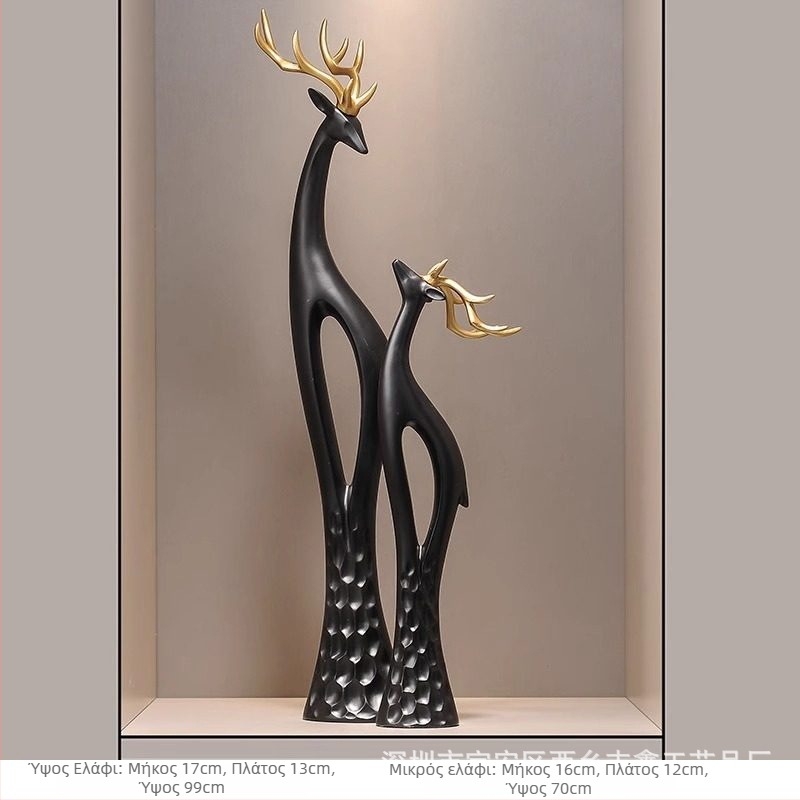 Γλυπτό ελαφιού από ρητίνη για το χολ, λεπτό κάθετο σχέδιο, απλός και μοντέρνος διακοσμητικός για το σαλόνι, χειροποίητο