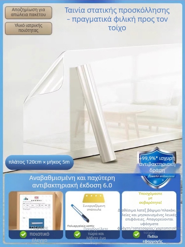Διαφανές PVC προστατευτικό φιλμ τοίχου για βαφή λατέξ, αντιστατικό, αδιάβροχο, αντιβακτηριακό, ανθεκτικό στην υγρασία