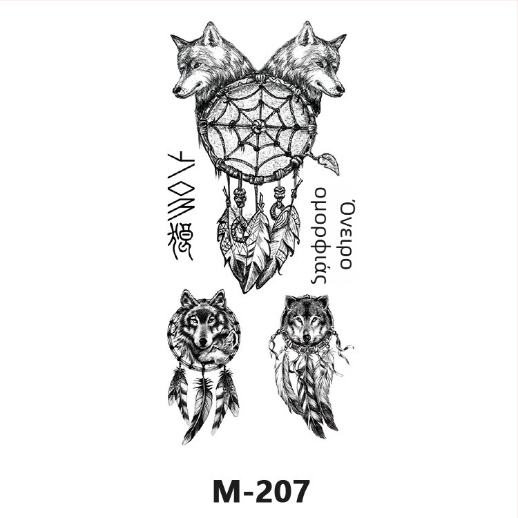 Αυτοκόλλητο τατουάζ 3D για μισό μπράτσο με τίγρη, λύκο και ελάφι; μεταφορά νερού; παραμετροποιήσιμο; με εκτύπωση λογοτύπου; ημι-χειροκίνητη παραγωγή