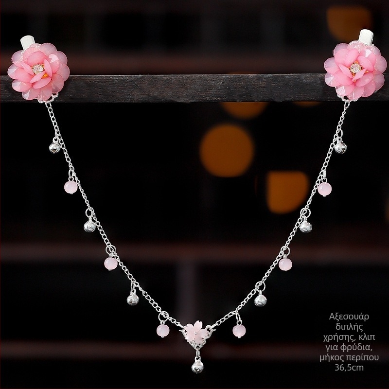 Διακόσμηση μετώπου σε στυλ Hanfu, κράμα, vintage αξεσουάρ μαλλιών με λουλούδι καμέλια, χειροποίητο πλέξιμο, κωδικός A355, Τζίνχαουα