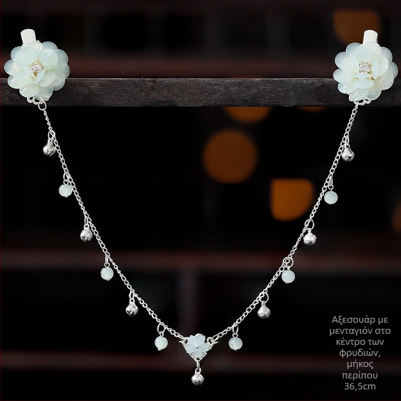 Διακόσμηση μετώπου σε στυλ Hanfu, κράμα, vintage αξεσουάρ μαλλιών με λουλούδι καμέλια, χειροποίητο πλέξιμο, κωδικός A355, Τζίνχαουα