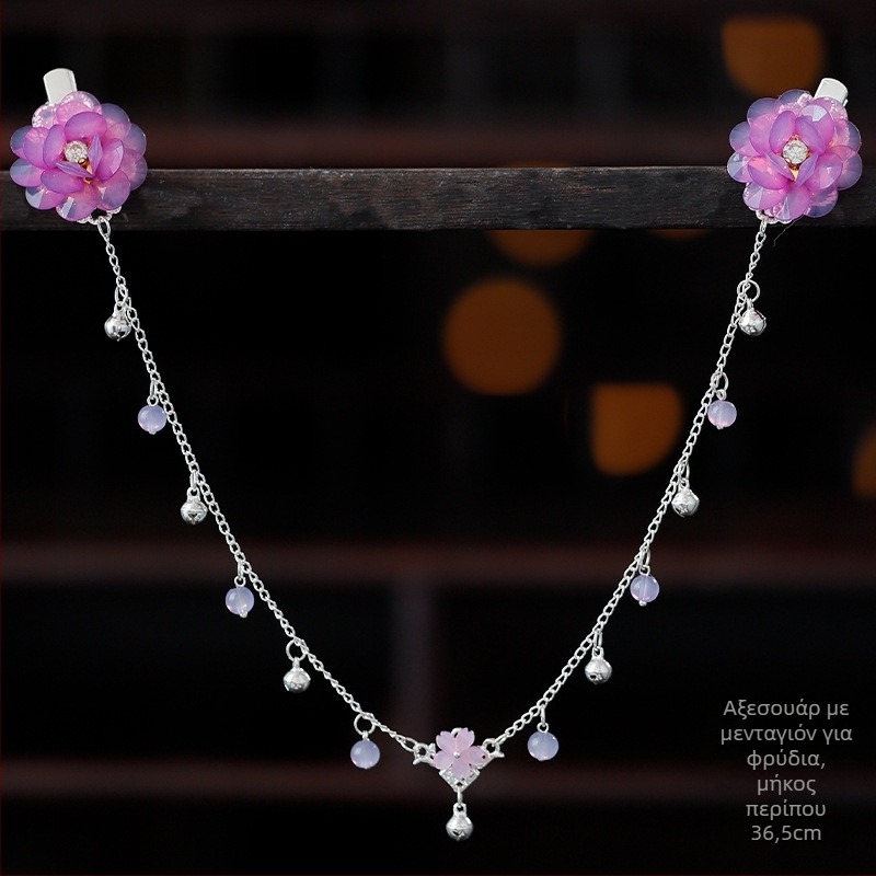 Διακόσμηση μετώπου σε στυλ Hanfu, κράμα, vintage αξεσουάρ μαλλιών με λουλούδι καμέλια, χειροποίητο πλέξιμο, κωδικός A355, Τζίνχαουα