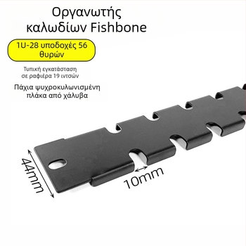 Πίνακας διαχείρισης καλωδίων σε ντουλάπα, 28 θέσεις και 56 θύρες, πλάκα με σχέδιο ψαροκόκαλο