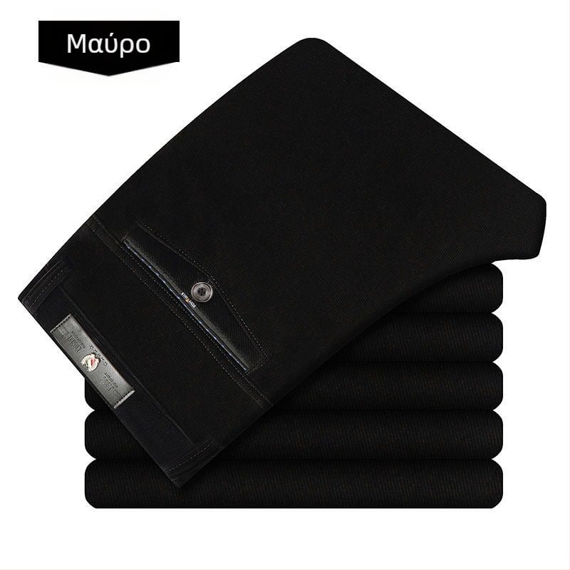 Ανδρικά παντελόνια από corduroy, υψηλή μέση, χαλαρή ίσια γραμμή, φθινοπωρινά-χειμερινά άνετα παντελόνια