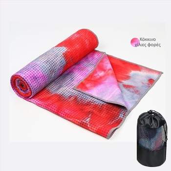 Πετσέτα γιόγκα για στρώμα με παχύ αντιολισθητικό στρώμα, εκτεταμένη επιφάνεια απορρόφησης ιδρώτα και συμπεριλαμβανόμενο ριχτάρι