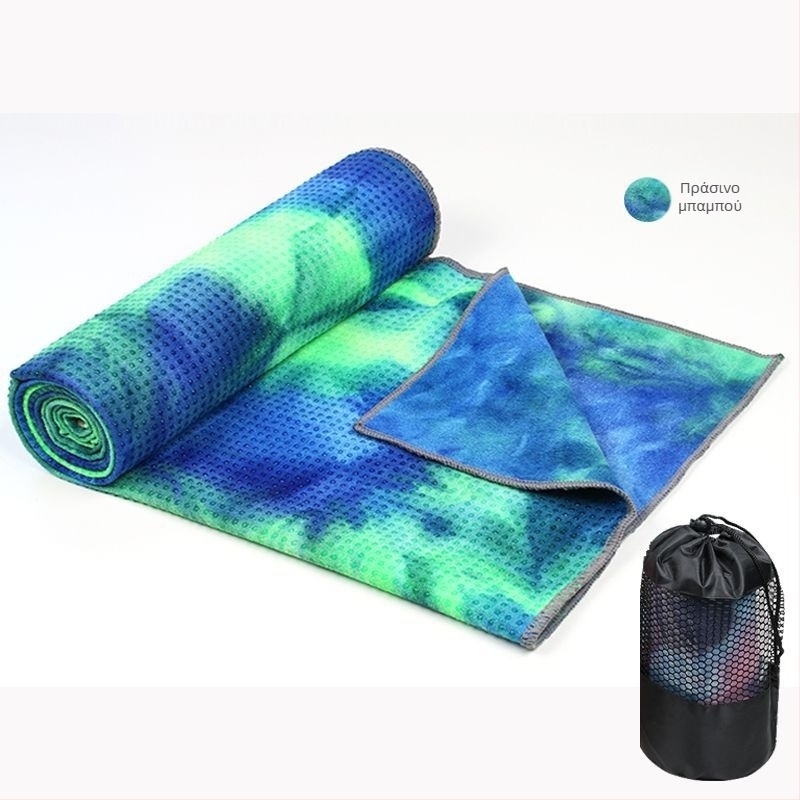Πετσέτα γιόγκα για στρώμα με παχύ αντιολισθητικό στρώμα, εκτεταμένη επιφάνεια απορρόφησης ιδρώτα και συμπεριλαμβανόμενο ριχτάρι