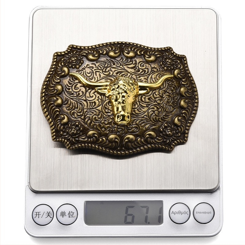 Πανκ μεταλλική ορθογώνια πόρπη ζώνης με ζωικό σχέδιο