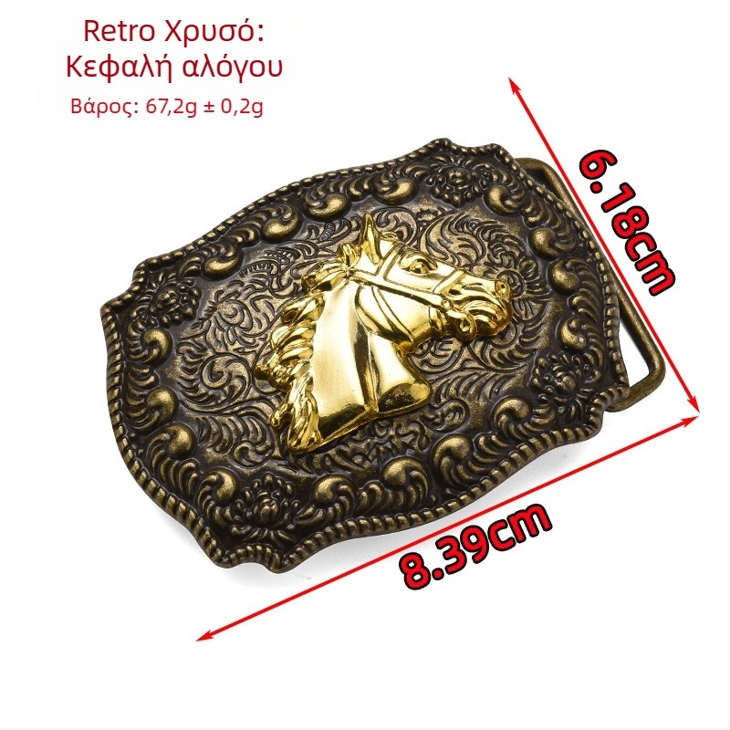 Πανκ μεταλλική ορθογώνια πόρπη ζώνης με ζωικό σχέδιο