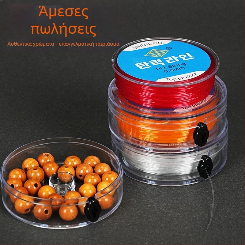 Ελαστική γραμμή ψαρέματος με στρογγυστή διαφανή κρυστάλλινη κλωστή και χάντρες, χειροποίητο πλεγμένο νήμα από σπάντεξ