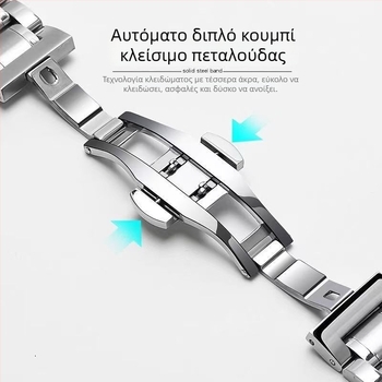 Ατσάλινος ιμάντας ρολογιού για άνδρες και γυναίκες — καθολικός L2, καμπύλοι σύνδεσμοι, κούμπωμα πεταλούδας, συμβατός με Tissot 1853 Le Locle