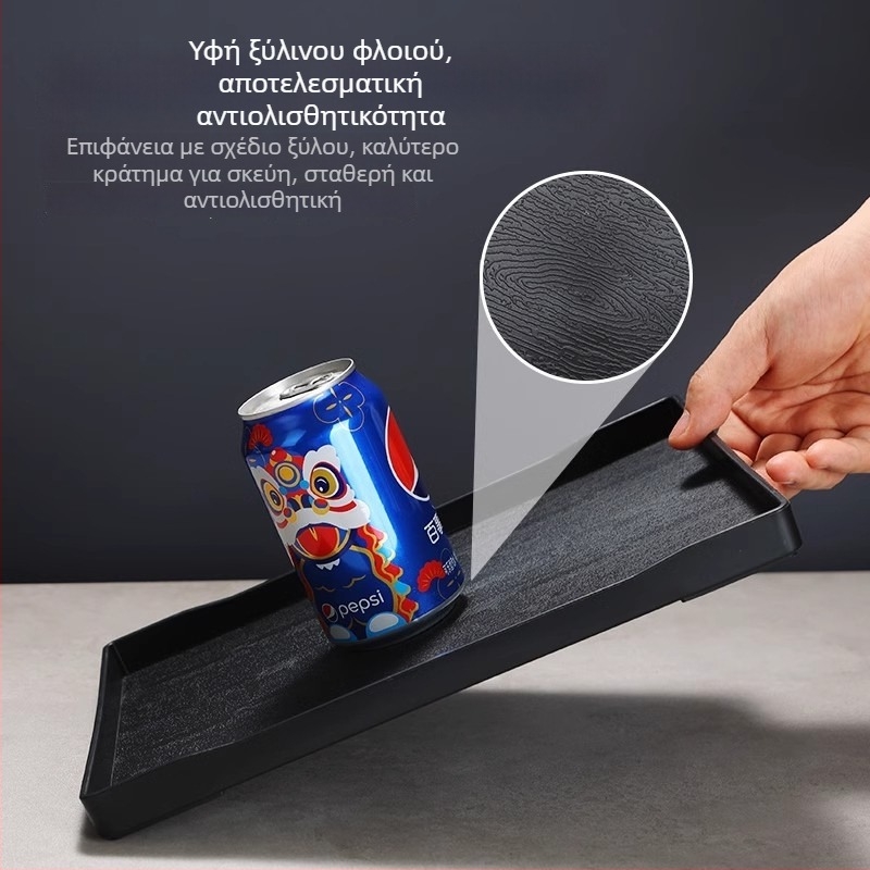 Δίσκος δωματίου ξενοδοχείου - PP πλαστικό, στυλ μίμησης ξύλου, ορθογώνιος, αντιολισθητικός, για ποτά και αποθήκευση ειδών περιποίησης, με εκτύπωση λογότυπου