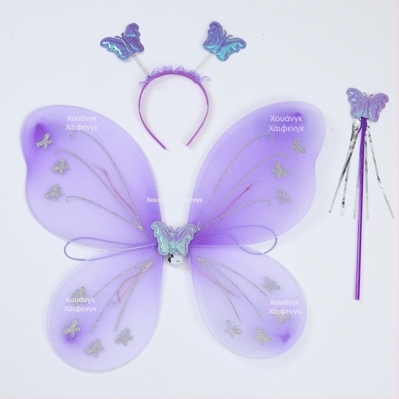 Σετ 8 φτερά πεταλούδας με μαγικό ραβδάκι και κεφαλόδεσμο για νεράιδα λουλουδιών, παιχνίδι για παιδιά, κατάλληλο ως δώρο