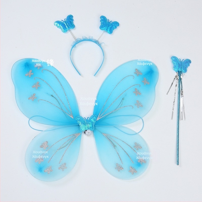 Σετ 8 φτερά πεταλούδας με μαγικό ραβδάκι και κεφαλόδεσμο για νεράιδα λουλουδιών, παιχνίδι για παιδιά, κατάλληλο ως δώρο