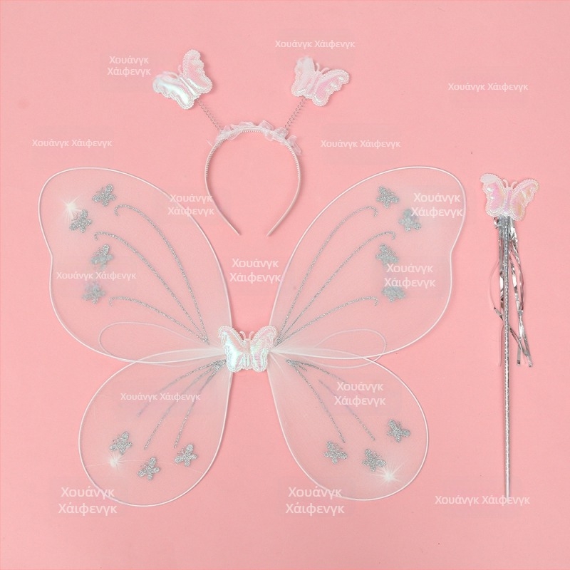 Σετ 8 φτερά πεταλούδας με μαγικό ραβδάκι και κεφαλόδεσμο για νεράιδα λουλουδιών, παιχνίδι για παιδιά, κατάλληλο ως δώρο