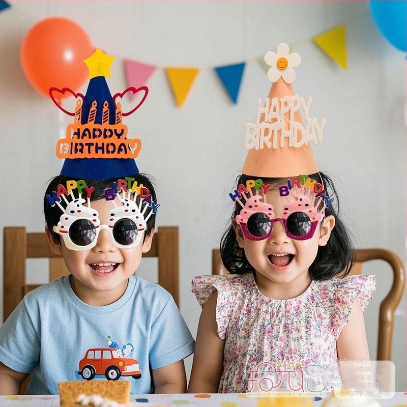 Αξεσουάρ φωτογραφίας για παιδικά γενέθλια: κορώνα, καπέλο τούρτας, κεφαλόδεσμος και γυαλιά (Υλικό: μεταξωτά λουλούδια; Μάρκα: Sound booth; Κατηγορία προϊόντος: αξεσουάρ μακιγιάζ/κοστουμιών; Δώρο: κατάλληλο για επιχειρηματικά δώρα)