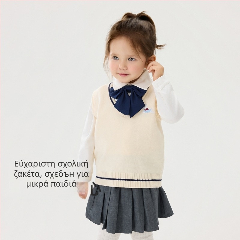 Παιδικό πλεκτό cardigan με μακριά μανίκια και στρογγυλό λαιμό, από βαμβάκι, για φθινόπωρο, άνοιξη και χειμώνα