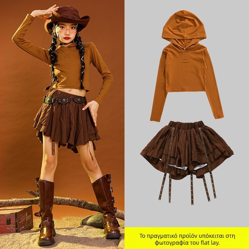 Παιδικό κοστούμι χιπ-χοπ για χορό, βαμβακερό corduroy ύφασμα, για ηλικίες 3–8 ετών (100–140 cm), άνοιξη-φθινόπωρο θεατρικό ένδυμα