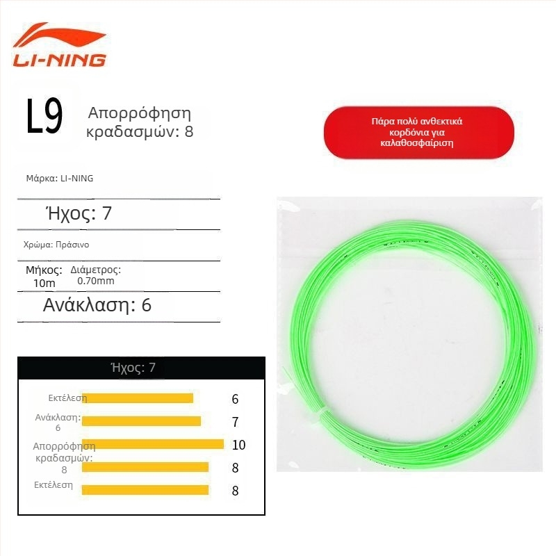 Κορδόνι ράκετας μπάτμιντον Li Ning – νάιλον ίνα, υψηλή ελαστικότητα, αντοχή