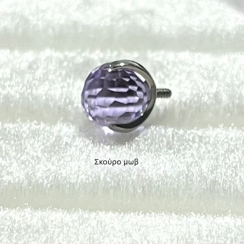 F136 Κοσμήματα piercing από τιτάνιο: σκουλαρίκια αυτιών σε σχήμα disco λαμπτήρα, stud για τα χείλη με ζιρκόν G23 και stud για τη γλώσσα, DIY piercing
