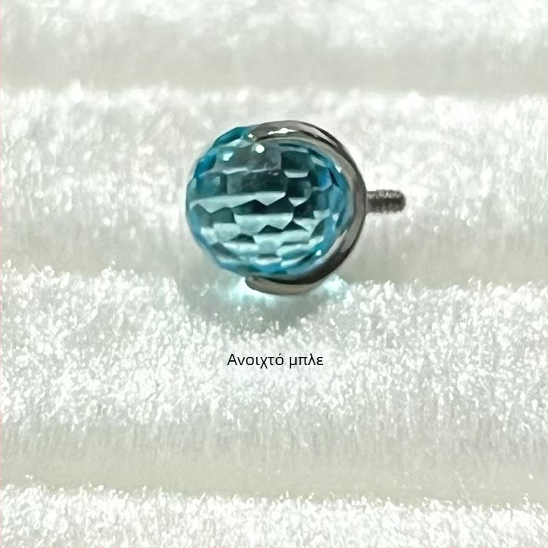 F136 Κοσμήματα piercing από τιτάνιο: σκουλαρίκια αυτιών σε σχήμα disco λαμπτήρα, stud για τα χείλη με ζιρκόν G23 και stud για τη γλώσσα, DIY piercing