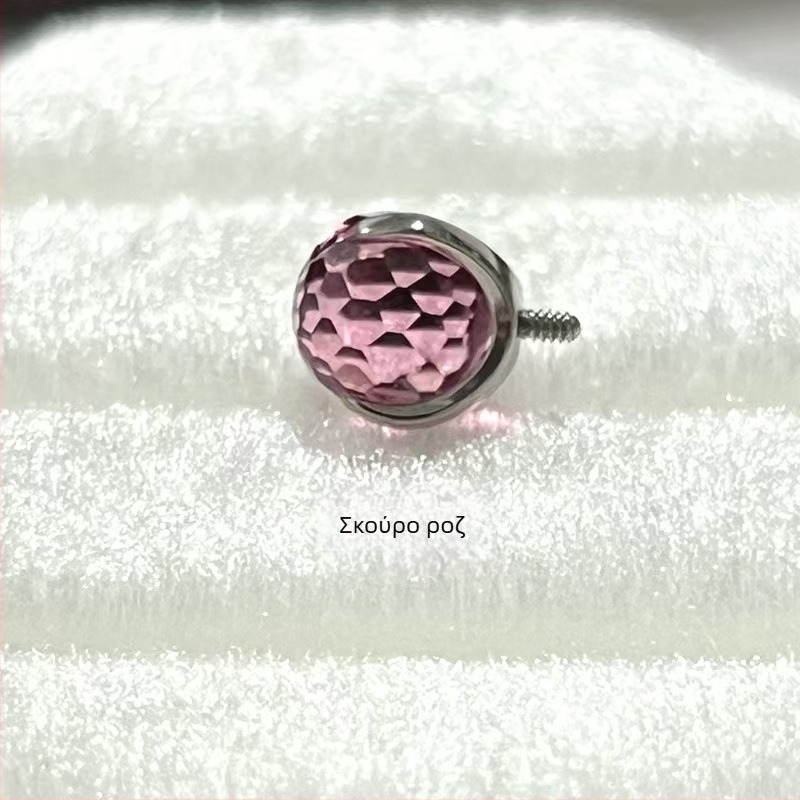 F136 Κοσμήματα piercing από τιτάνιο: σκουλαρίκια αυτιών σε σχήμα disco λαμπτήρα, stud για τα χείλη με ζιρκόν G23 και stud για τη γλώσσα, DIY piercing