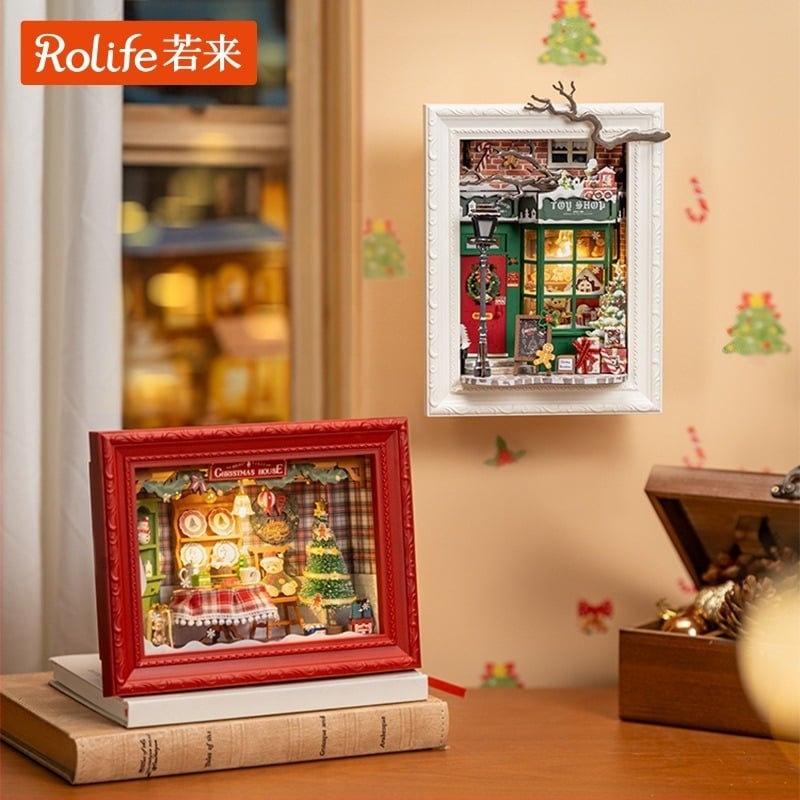 Ξύλινο DIY Gingerbread σπίτι με σκηνή μινιατούρα και δομικά μπλοκ — για ηλικίες 15–35, μάρκα Robotime