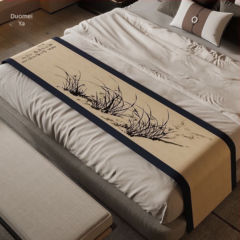 Πετσέτα τελικού κρεβατιού σε Νέο Κινέζικο Στυλ, πολυεστέρας, αδιάβροχη, μοτίβο τοπίο, ξενοδοχειακό στυλ, Domeya