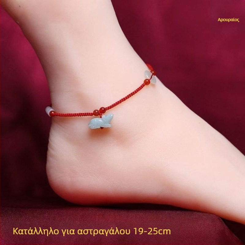 Χειροποίητο βραχιόλι αστράγαλος από νεφρίτη, στυλ influencer, ζωώδες ζωδικό σχέδιο, Χειμώνας 2023