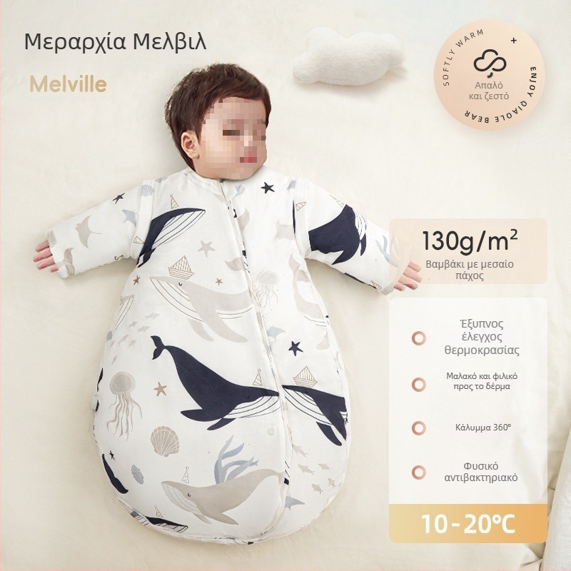 Βρεφικός υπνόσακος για φθινοπωρινό–χειμερινό, παχύτερος, ύφασμα από καθαρό βαμβάκι με γέμιση κασμίρ