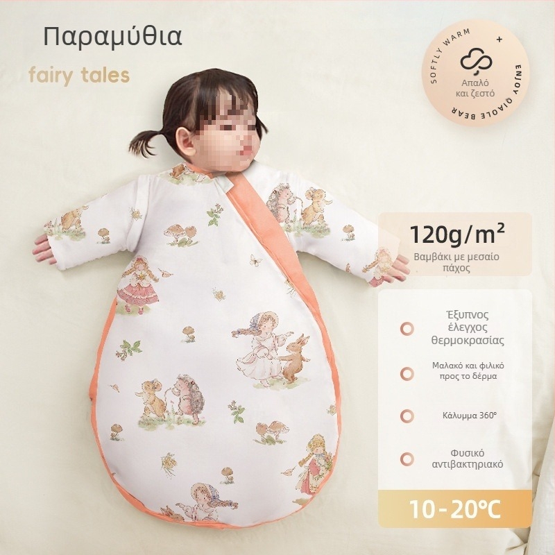 Βρεφικός υπνόσακος για φθινοπωρινό–χειμερινό, παχύτερος, ύφασμα από καθαρό βαμβάκι με γέμιση κασμίρ