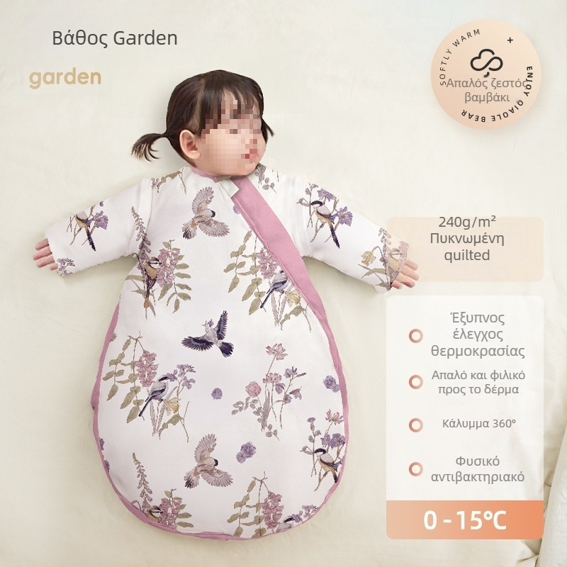 Βρεφικός υπνόσακος για φθινοπωρινό–χειμερινό, παχύτερος, ύφασμα από καθαρό βαμβάκι με γέμιση κασμίρ